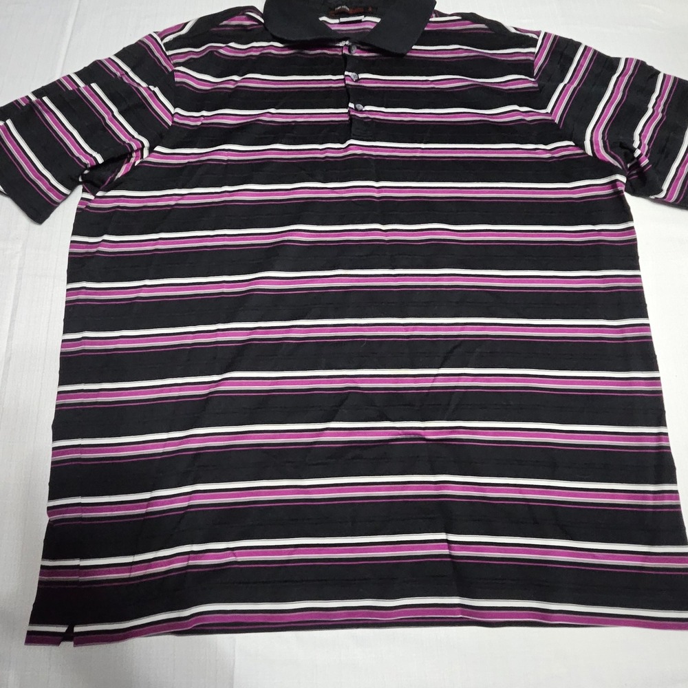 Nike Tiger Woods Collection Dri-Fit Black Striped Golf Polo Shirt Mens XL